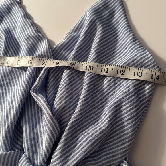 Sienna Sky Womens Tie Front Jumpsuit Blue and White Pinstripe Size Medium - Picture 12 of 14